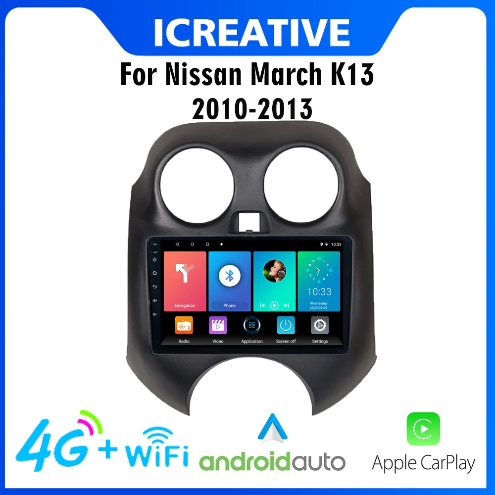 

For Nissan March K13 2010 - 2013 9 Inch 2.5D Android 4G Carplay Head Unit Car Radio Stereo FM WiFi GPS Multimedia Player