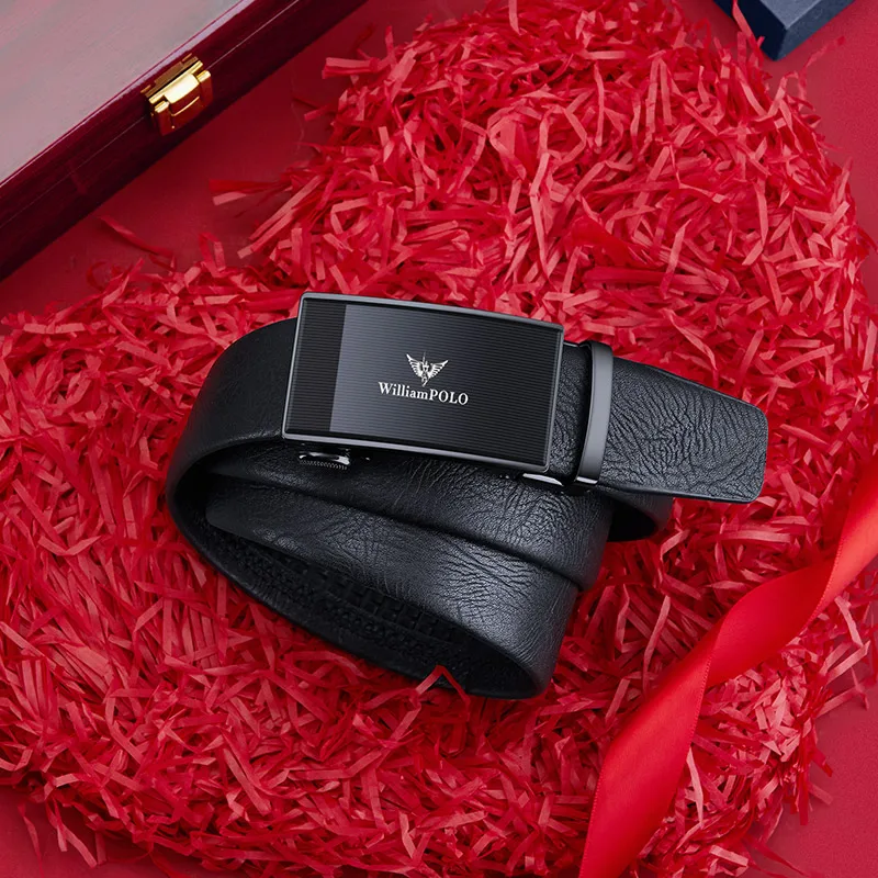 Leather business belt Men's fashion belt Automatic buckle personalized belt