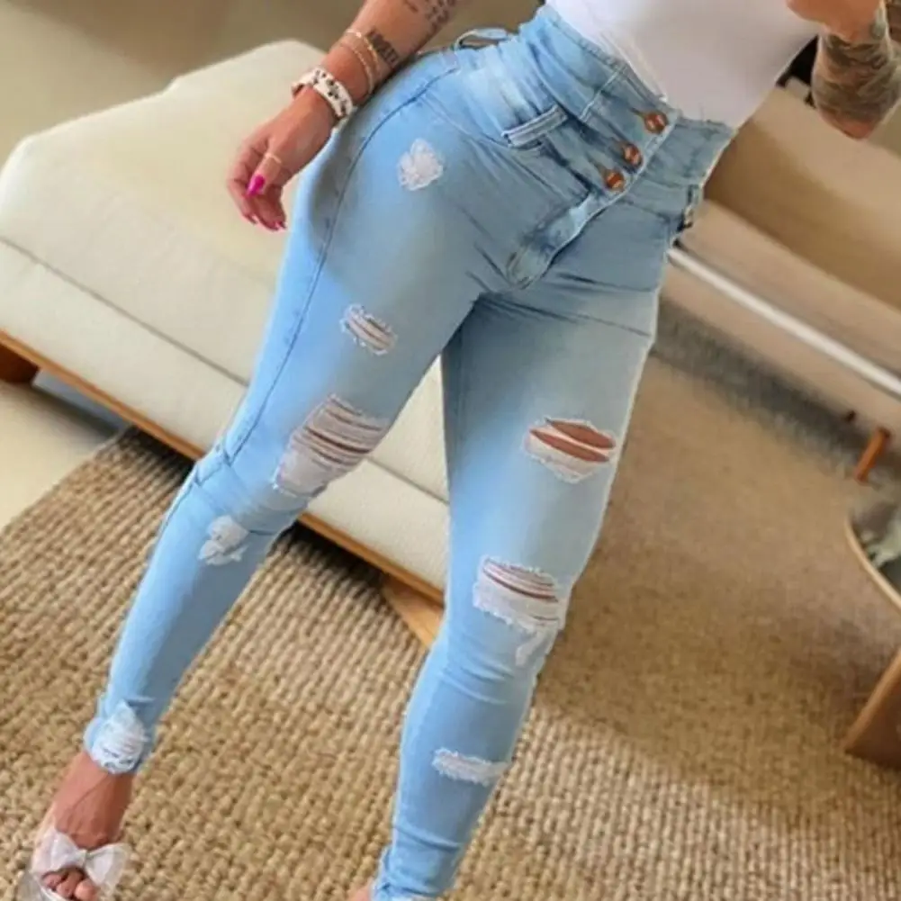 

Модные женские облегающие джинсовые брюки с высокой талией, женские джинсы, эластичная форма