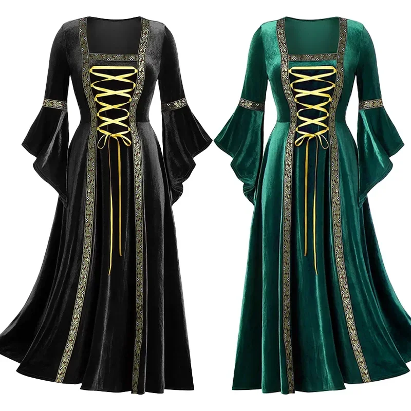 

Vestido largo Vintage para mujer, traje Medieval de Palacio Real, fiesta de carnaval, Cosplay, Edad Media, estilo Retro