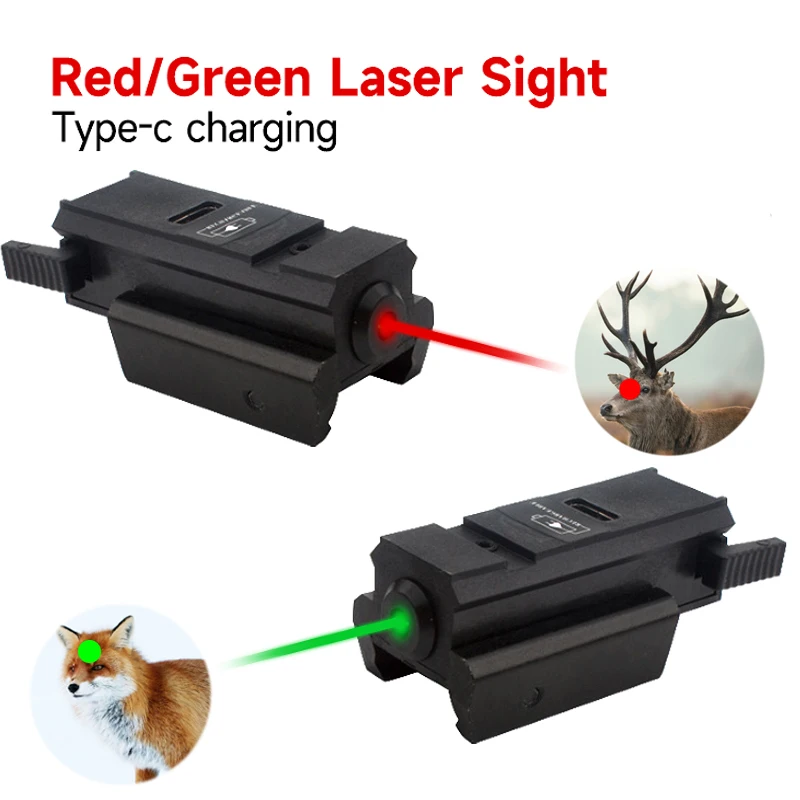 

USB Weapons Gun Laser Sight Tactical Laser Pointer Airsoft Pistol 20mm Picatinny Weaver Hunting Rail 520-655nm Headgun Dot Scope