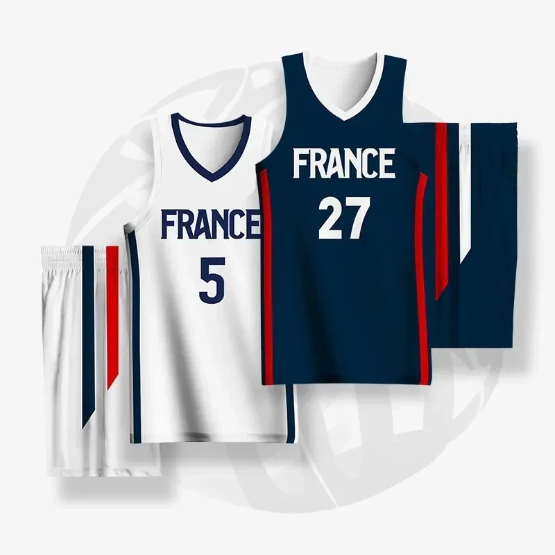 

2023 New Basketball Jerseys For Men Full Sublimation France T-shirt Printed Custom Name Number Logo Outdoor Sport Training Tops