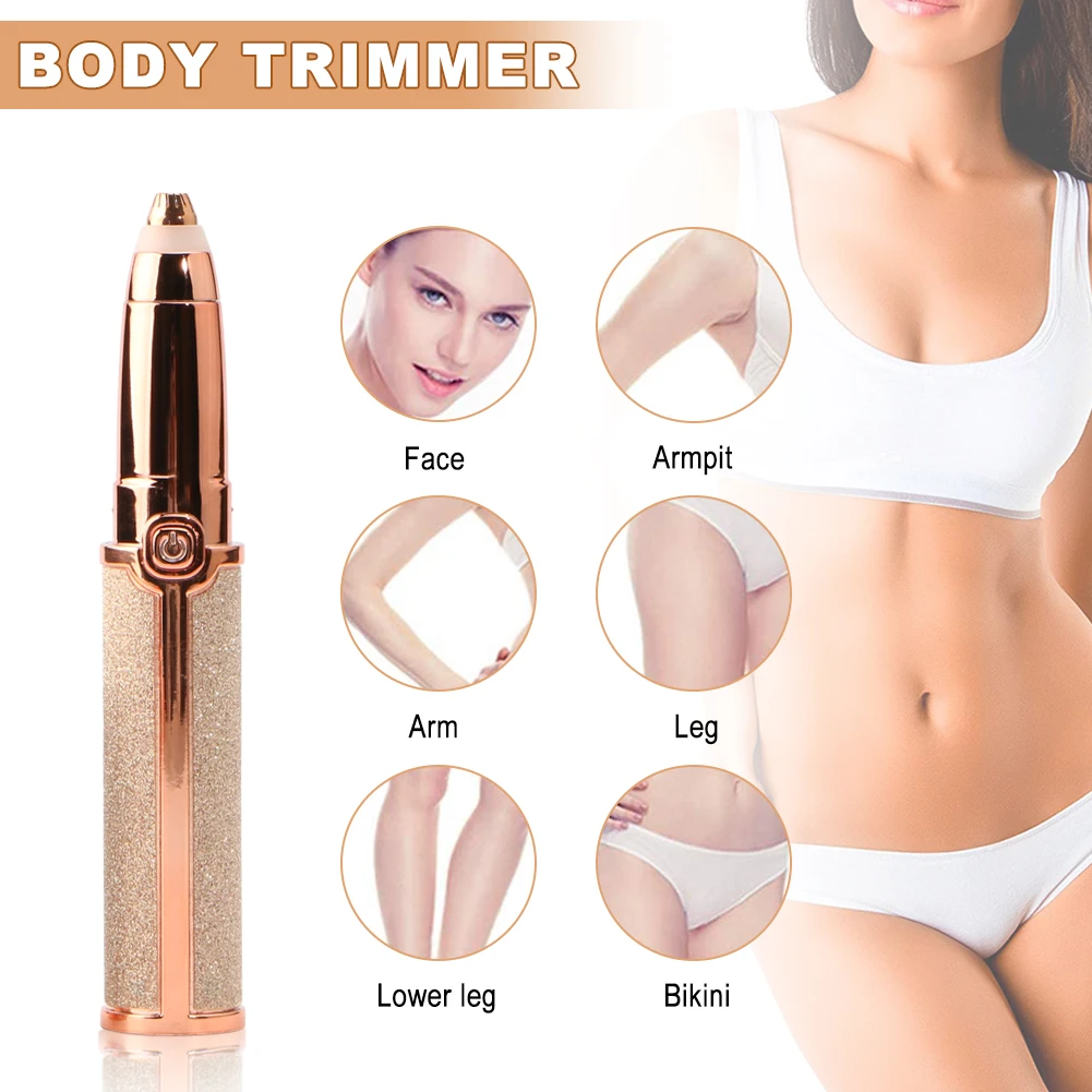 

2 In 1 Electric Epilator Eyebrow Trimmer Portable Beauty Appliances Hair Removal Facial Hair Remover Razor For Women's Shaver
