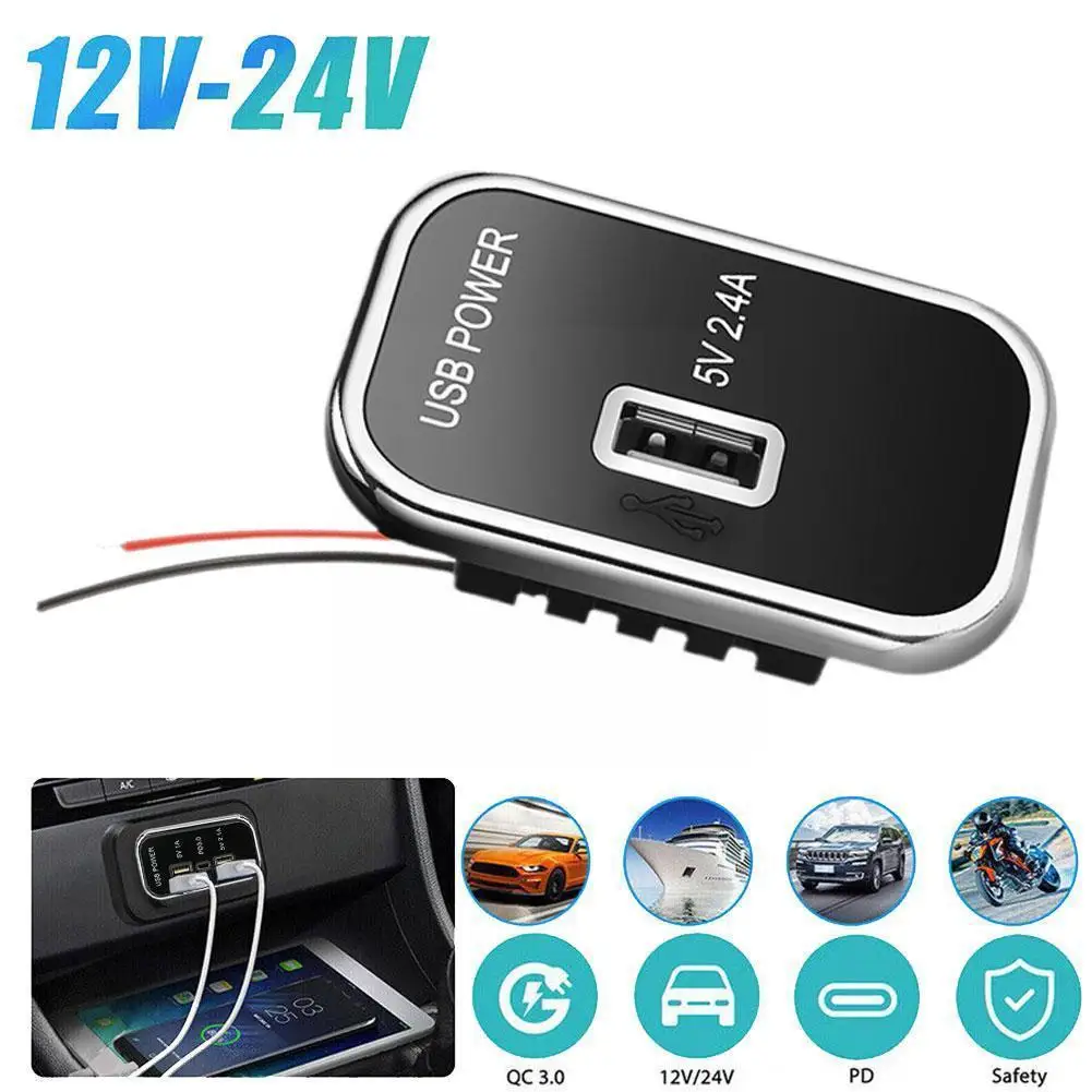 

18W 3 Ports PD Type-C 2.1A 1A USB Car Charger Socket 12V 24V for Motorcycle Auto Truck ATV Boat RV Bus Power Adapter Outlet E9E2