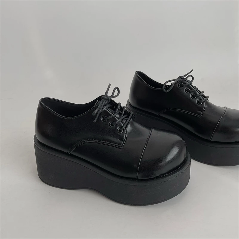 Женские туфли в японском стиле Харадзюку мягкие на платформе ретро танкетке с