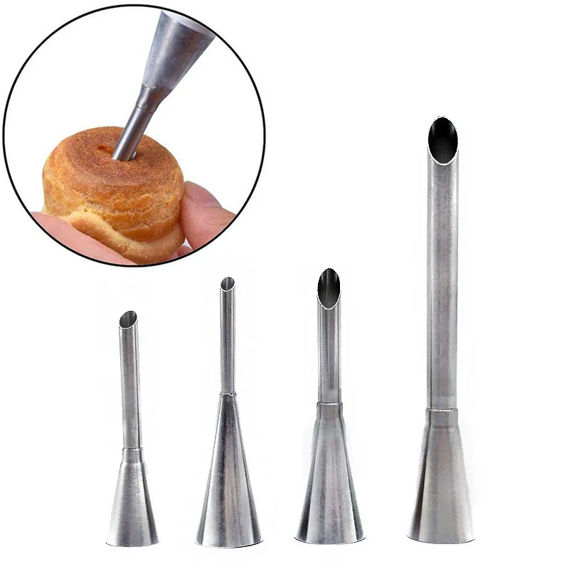 

4Pcs/Set Cream Icing Piping Nozzle Tip Stainless Steel Cupcake Puffs Injection Russian Syringe Puff Nozzle Tip Pastry Tool