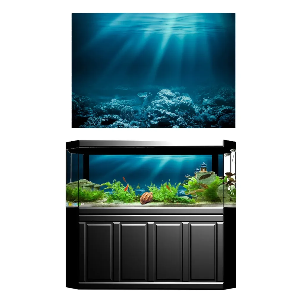 

Habitat,Aquarium Background Easy to Apply and Remove Fish Tank Wallpaper Sticker Background Decoration