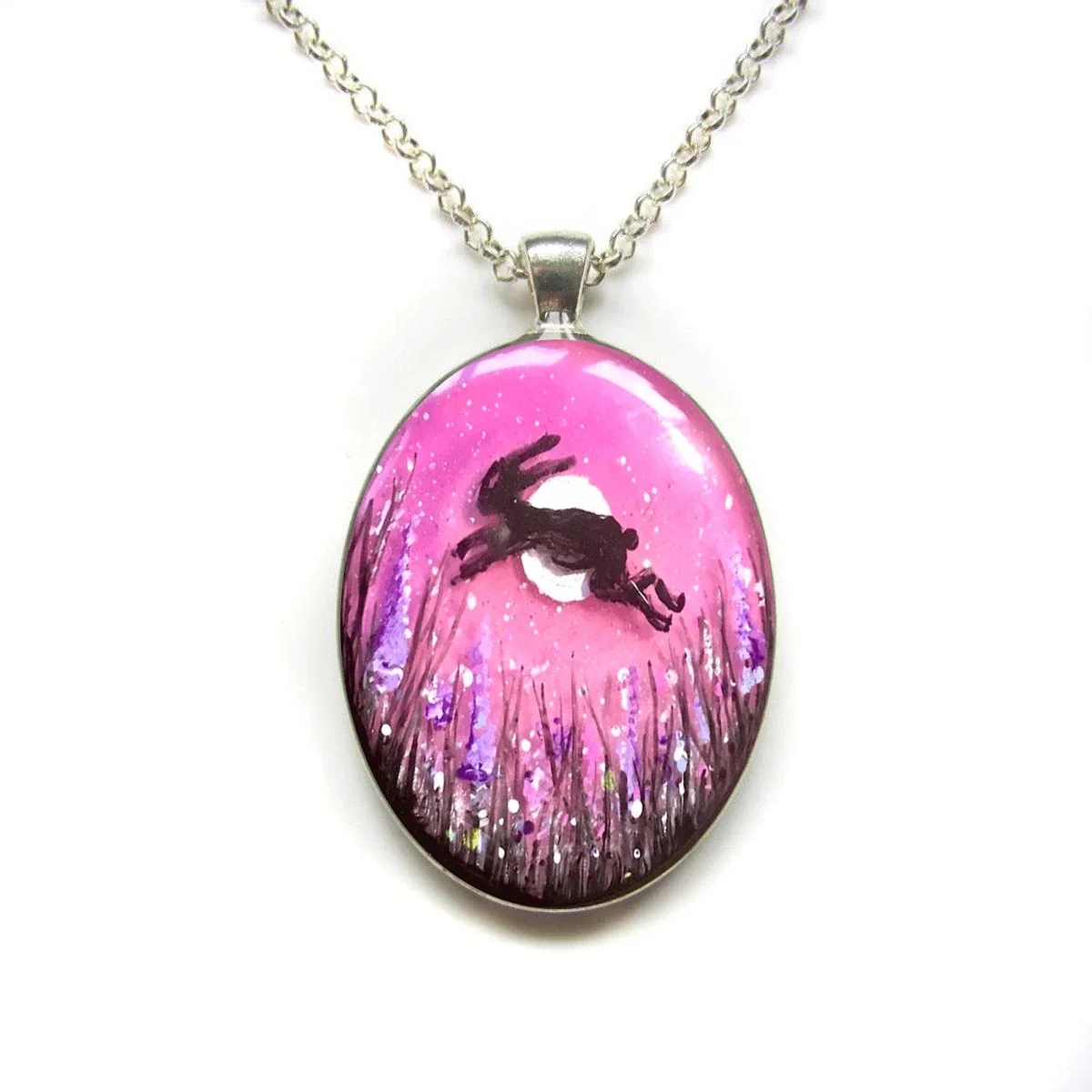 Уникальное ожерелье-подвеска в богемном стиле с ручной росписью Leaping заяц