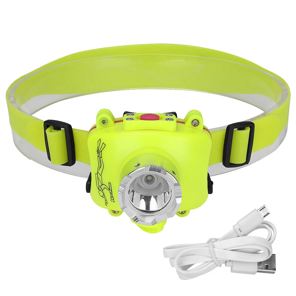 

Waterproof Headlamp Portable Swimming Diving Head Light USB Rechargeable Torch Lighting Tools Supplies Hunting