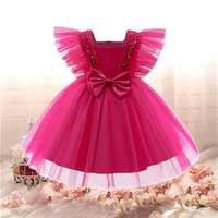Sequin Princess Dress For Girls Kids Wedding Evening Party Formal Tutu Ball Gown Children Lace Tulle Bow Pageant Formal Costume