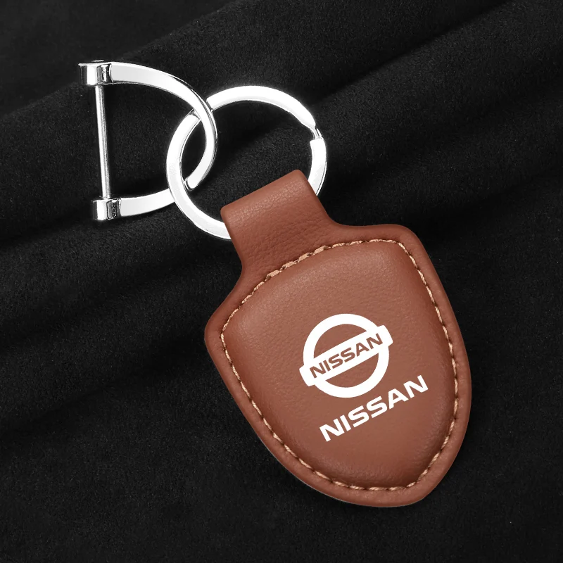 

Leather Car Logo Keychain Gift KeyRings For Nissan Qashqai Pulsar Sentra Altima Micra Rogue Almera Nismo X-Trail Tiida Accessory
