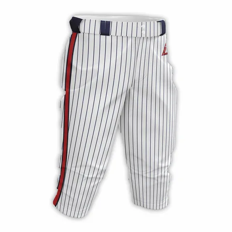 Полосатые бейсбольные штаны с влагоотводящей тканью и застежкой-молнией для профессионального игрока - изображение