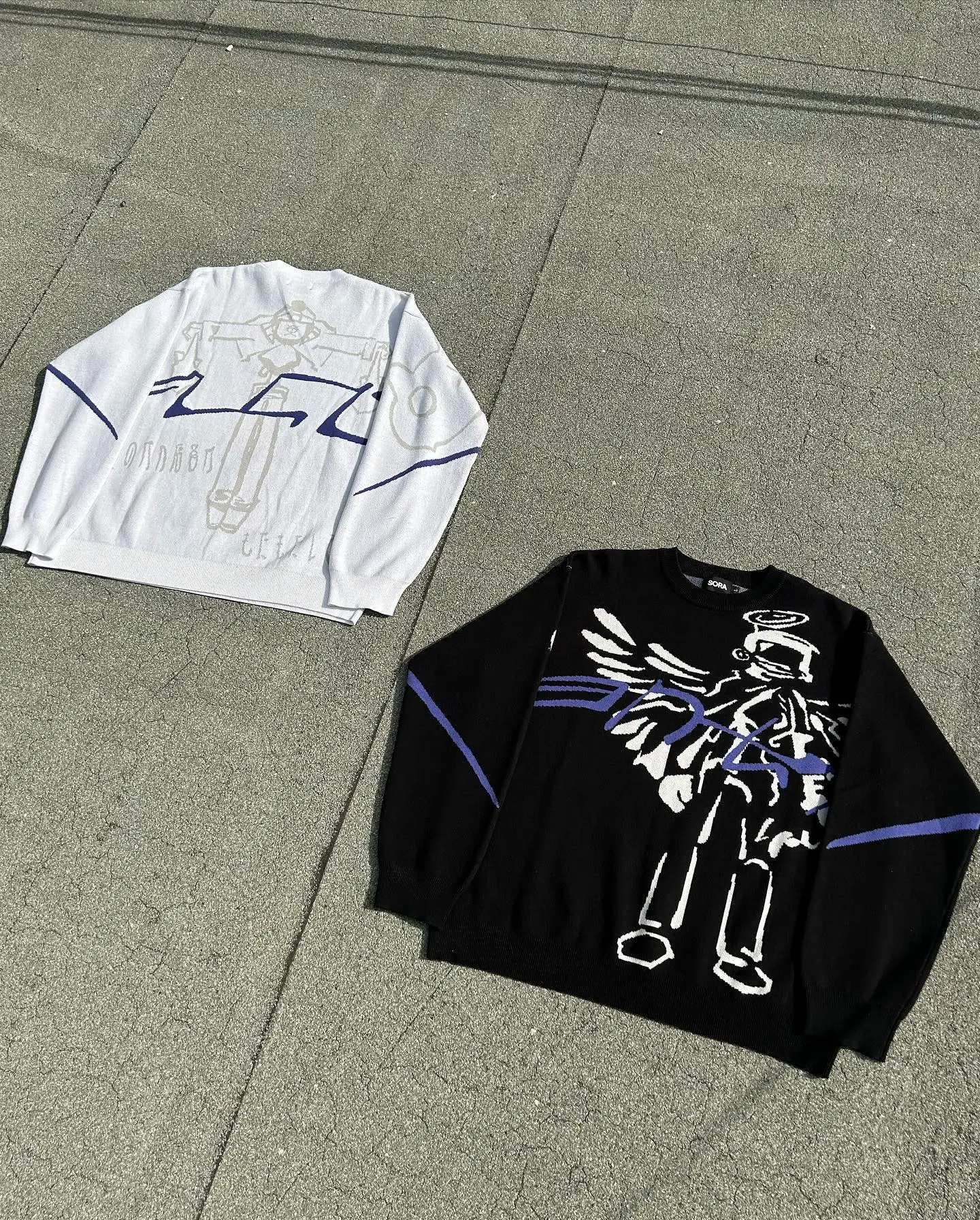 Свитер мужской вязаный в стиле хип-хоп с принтом