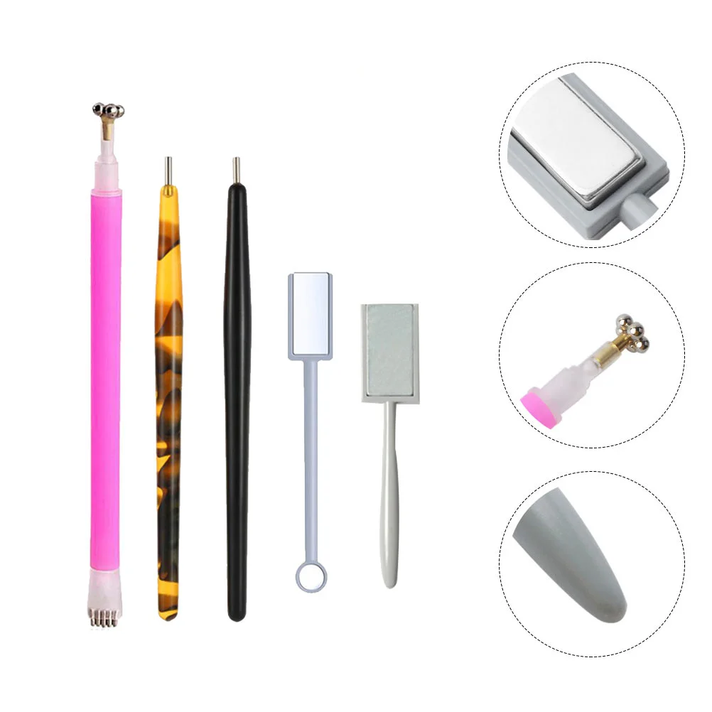 

5Pcs Magnetic Pens Nail Pens Manicure Supplies Nail Beauty Tools for Female Woman Home