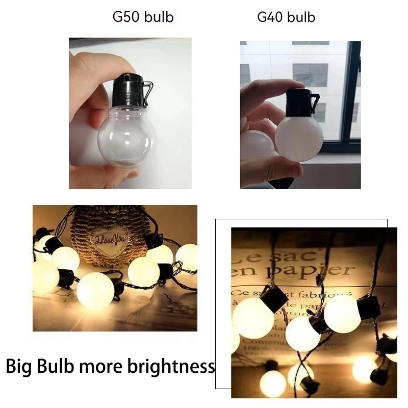 5 м/10 м G50 фотолампа с солнечной батареей наружная прозрачная шаровая лампа