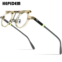 hepidem acetate glasses men 2022 vintage retro round prescription eyeglasses frame women optical spectacles myopia eyewear 9188