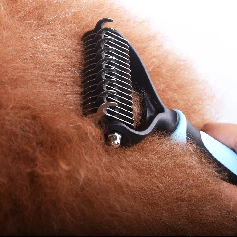

Hair Removal Comb for Dogs Cat Detangler Fur Trimming Dematting Deshedding Brush Grooming Tool For matted Long Hair Curly Pet