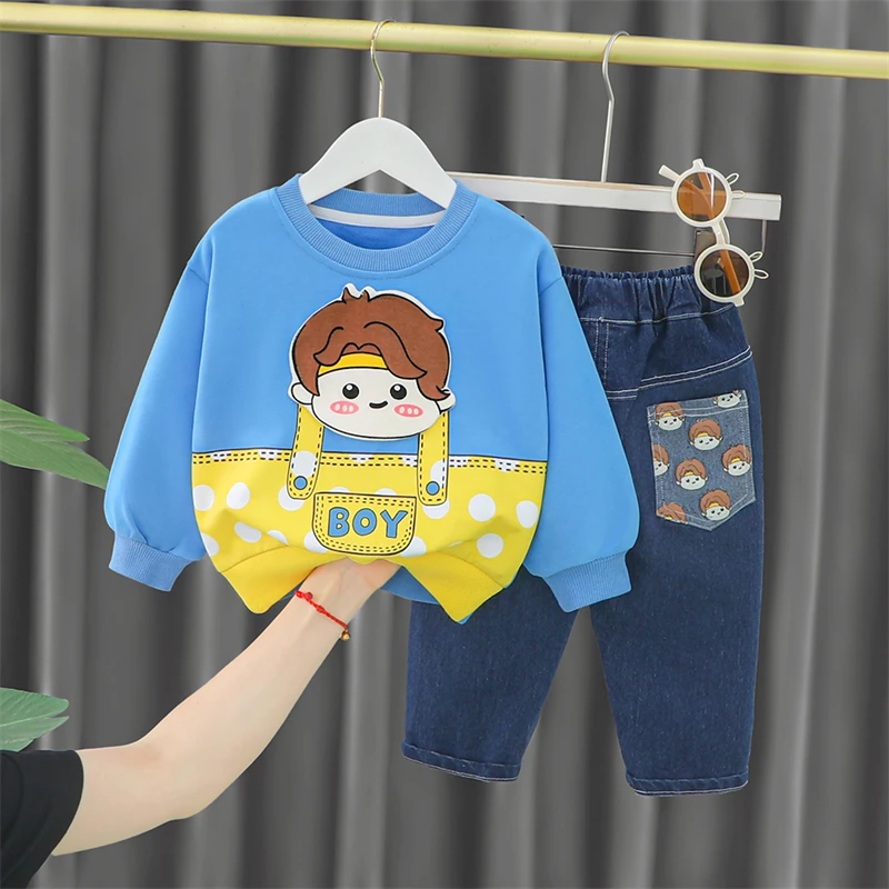 

Infant Clothes Outfits Baby Girls Boys T Shirt Jeans Autumn Kids Clothing Sets Cartoon Brother Sister Costume Child Sportswear