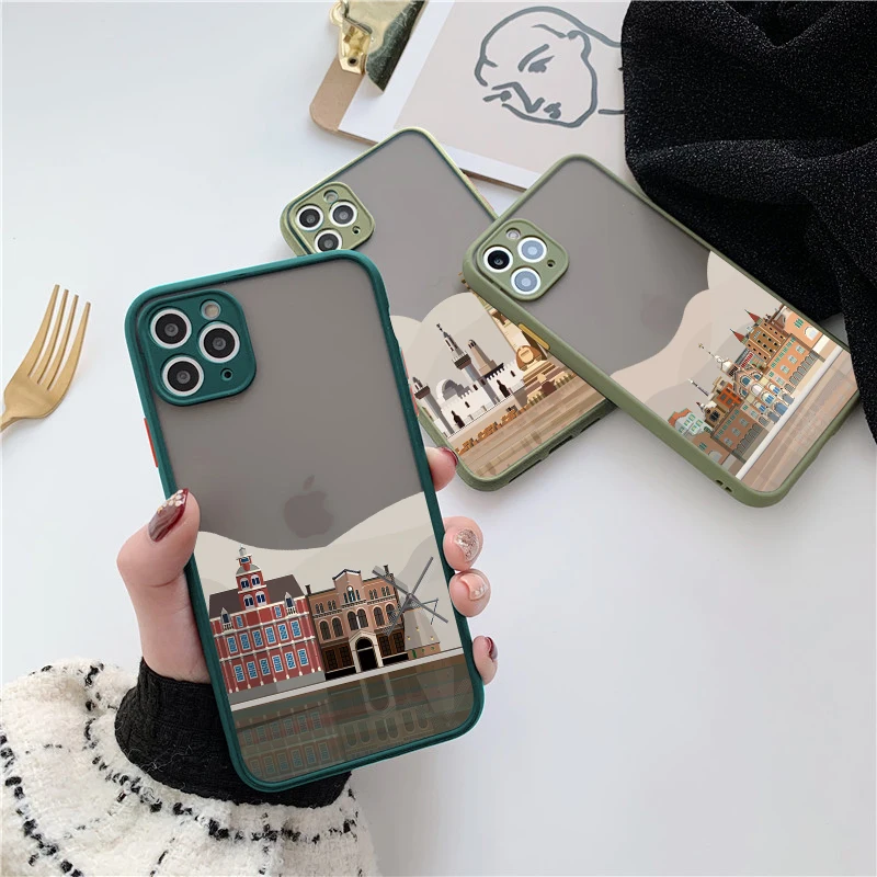 

World Famous Building Phone Case for iphone 7 8 14 Plus SE 2020 11 12 13 14 Pro Max X XR XS Planar Architecture Shockproof Cover