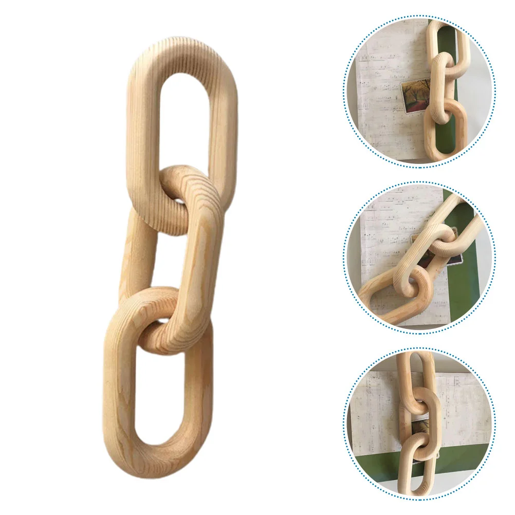 

Sculptures Home Decor Wood Chain Link Shelf Decorate Coffee Table Accents Wooden