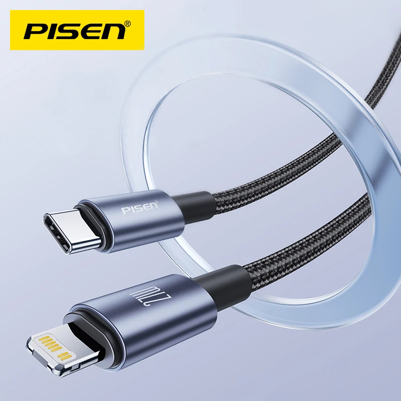 

PISEN 27W USB C To L Cable For Apple iPhone 14 12 13 11 Pro Max 8 7 Plus 3A Braided Fast Charging Date Cable Charge Accessories