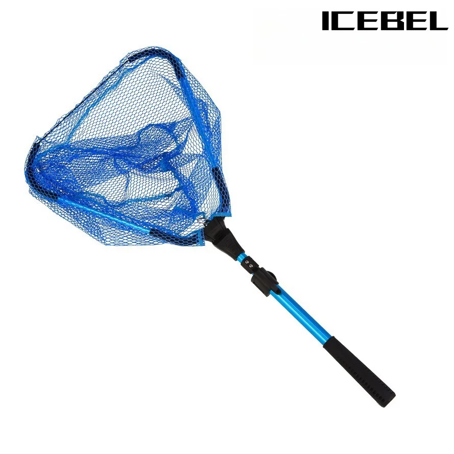 Фото ICEBEL Синий треугольный 2-секционный телескопический алюминиевый подсак для ловли нахлыстом, выдвижная конструкция для рыбалки на приманку №2