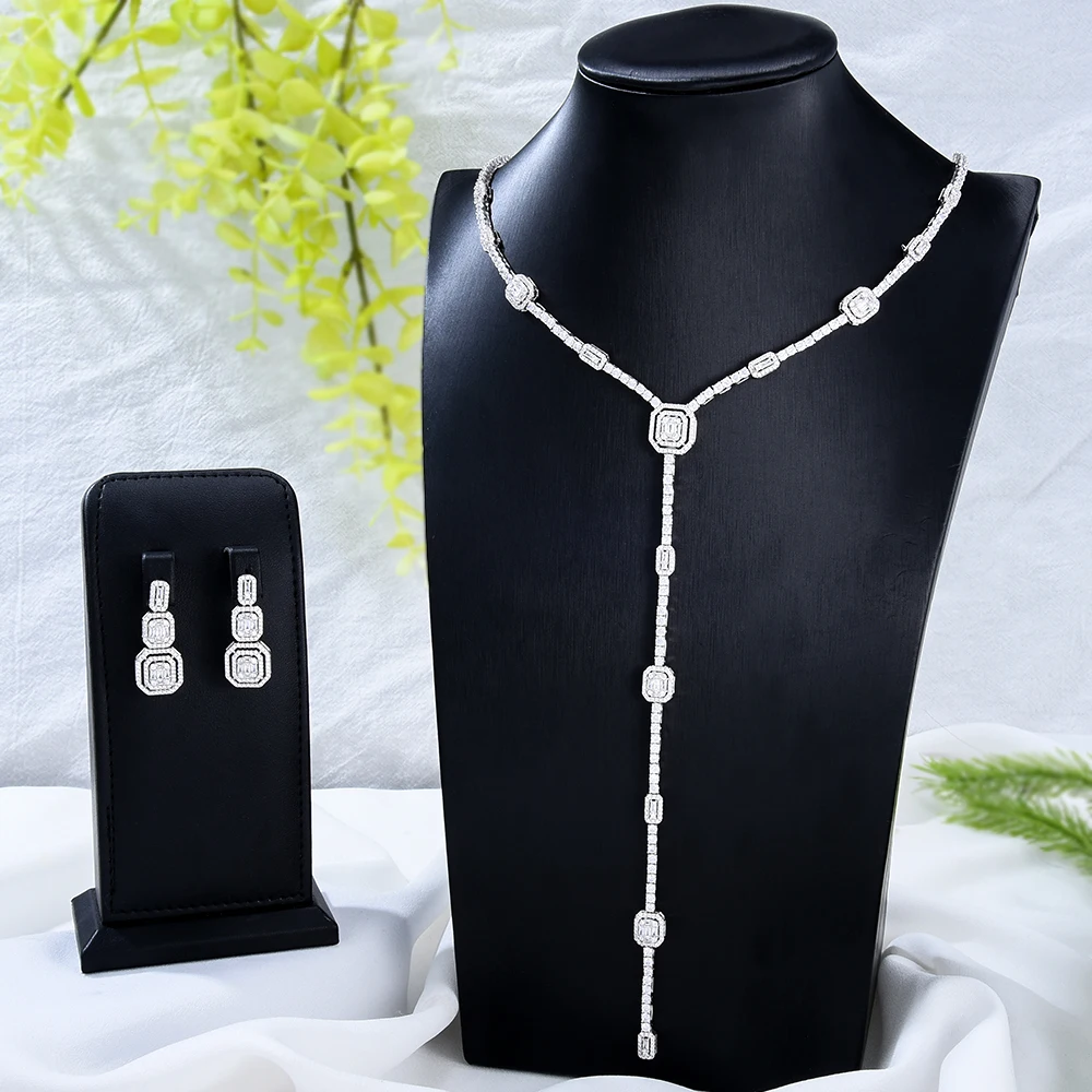 missvikki NEW Long Sexy Breast Necklace Earrings Jewelry Set for Bridal Wedding Luxury Super Sweet CZ Fashion Accessories Gift