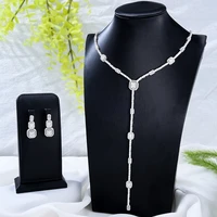 missvikki new long sexy breast necklace earrings jewelry set for bridal wedding luxury super sweet cz fashion accessories gift