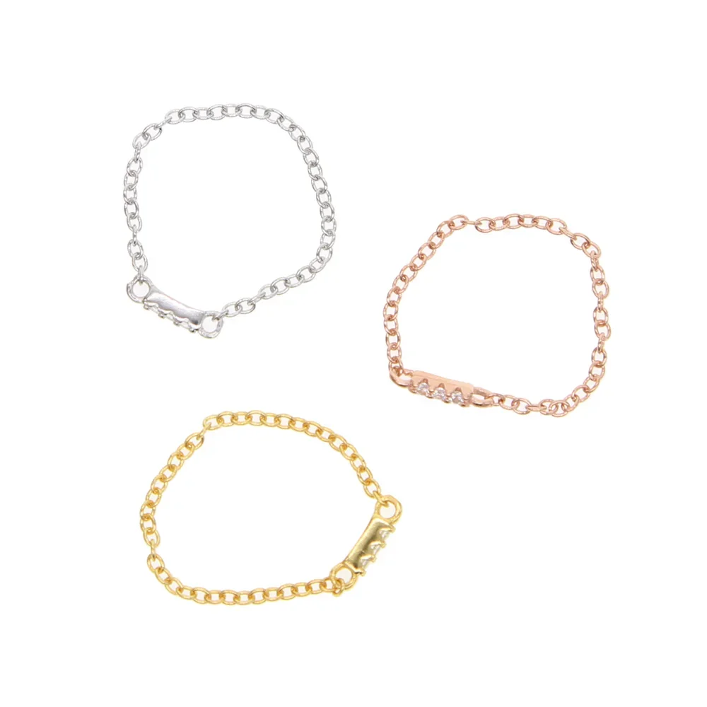 Серебряное Золото Простой дизайн Размер 6 7 8 цепь стиль три кубического циркония