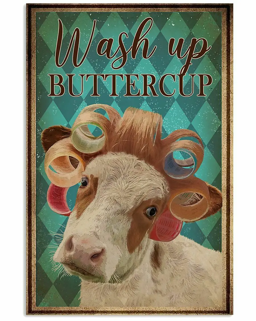 

Cattle In Curlers Wash Up Vintage Tin Signs Iron Painting Wall Plate Home Bar Pub Man Cave Decor