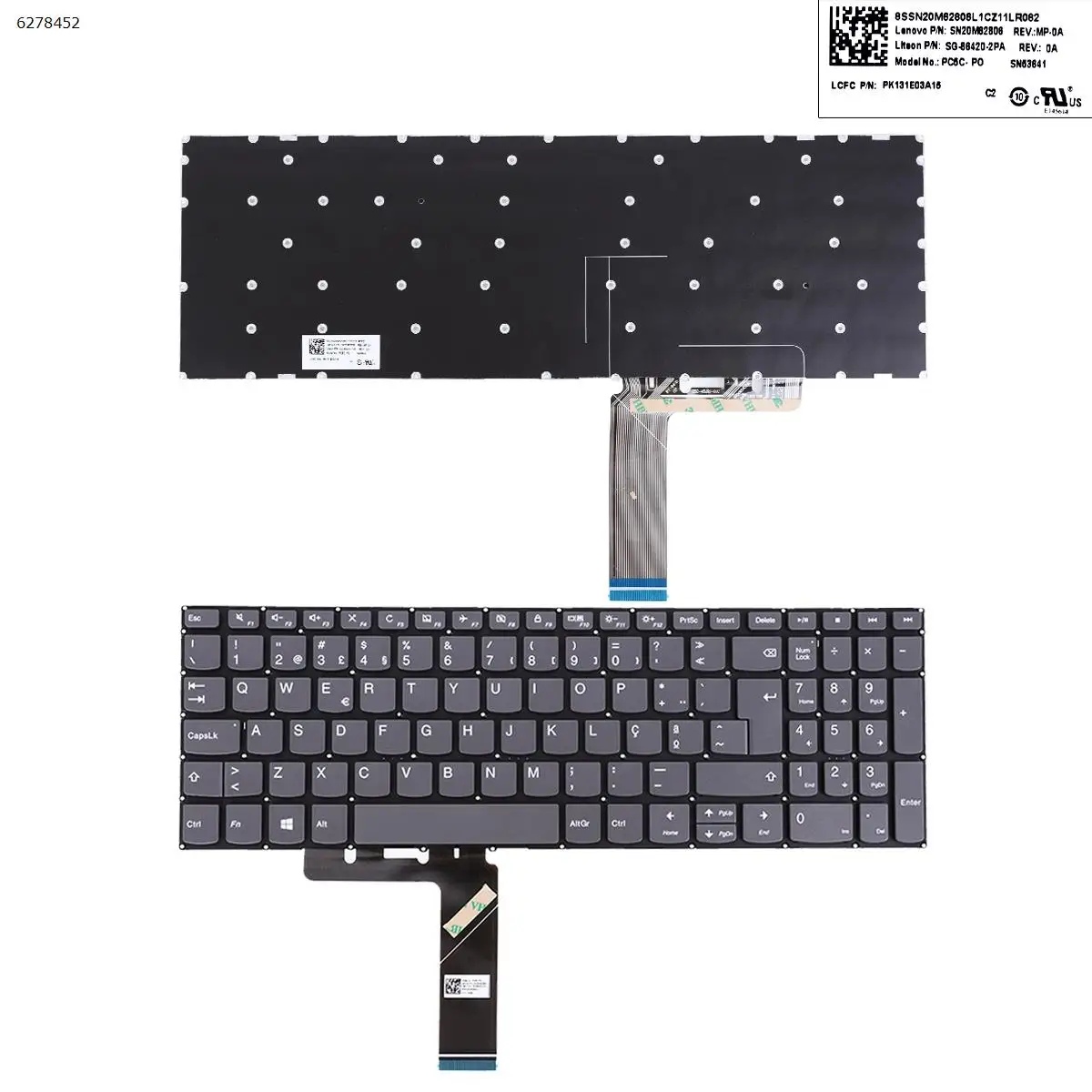 

PO Laptop Keyboard for Lenovo IdeaPad 720s-15isk 720s-15ikb v330-15ikb v330-15isk GRAY