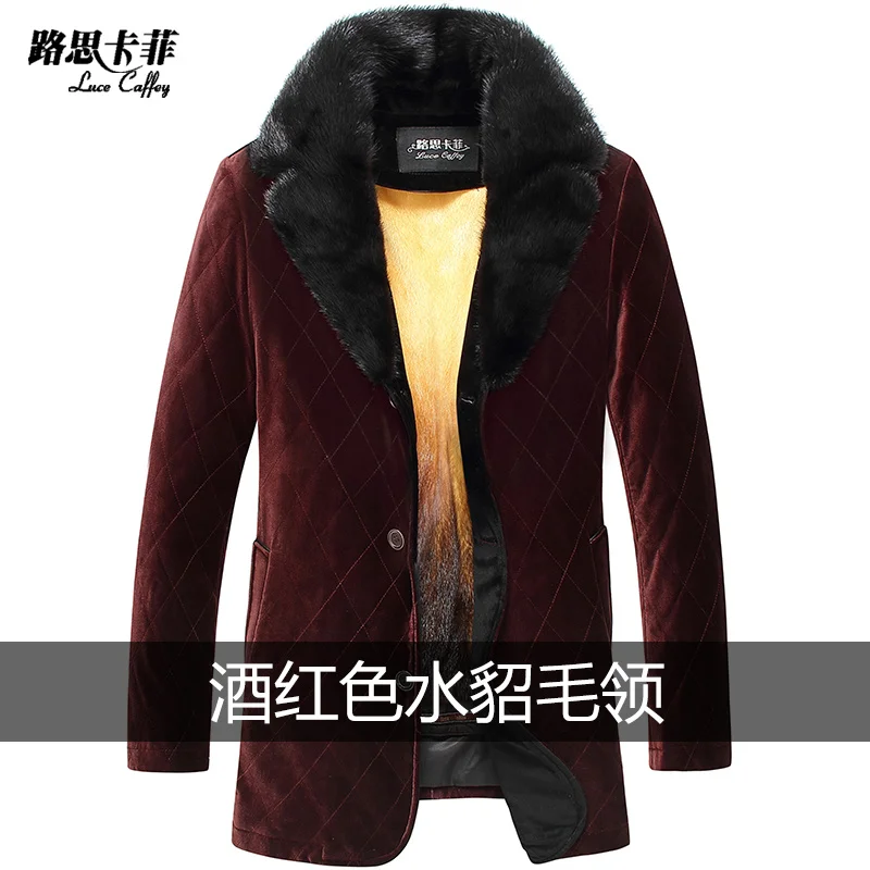 

Genuine Leather Jacket Men Clothing Gold Mink Velvet Parkas Warm Real Fox Fur Collar Winter Coat Male Chaqueta LXR347