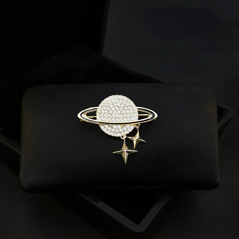 

Universe Series High-End Planet Brooch Women Suit Accessories Cute Rhinestone Jewelry Pin Fixed Clothes Decorative Corsage Pins