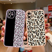 leopard print pattern phone case for iphone 13 12 11 mini pro xr xs max 7 8 plus x matte transparent pink back cover