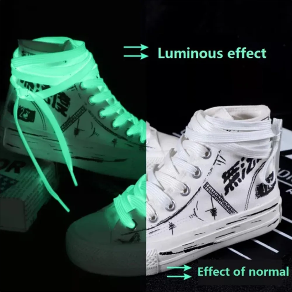 Luminous Shoelaces for Shoes Canvas Flat Sports Shoelace Glow In The Dark Night Colorful Fluorescent Sneaker Strap 120cm Length