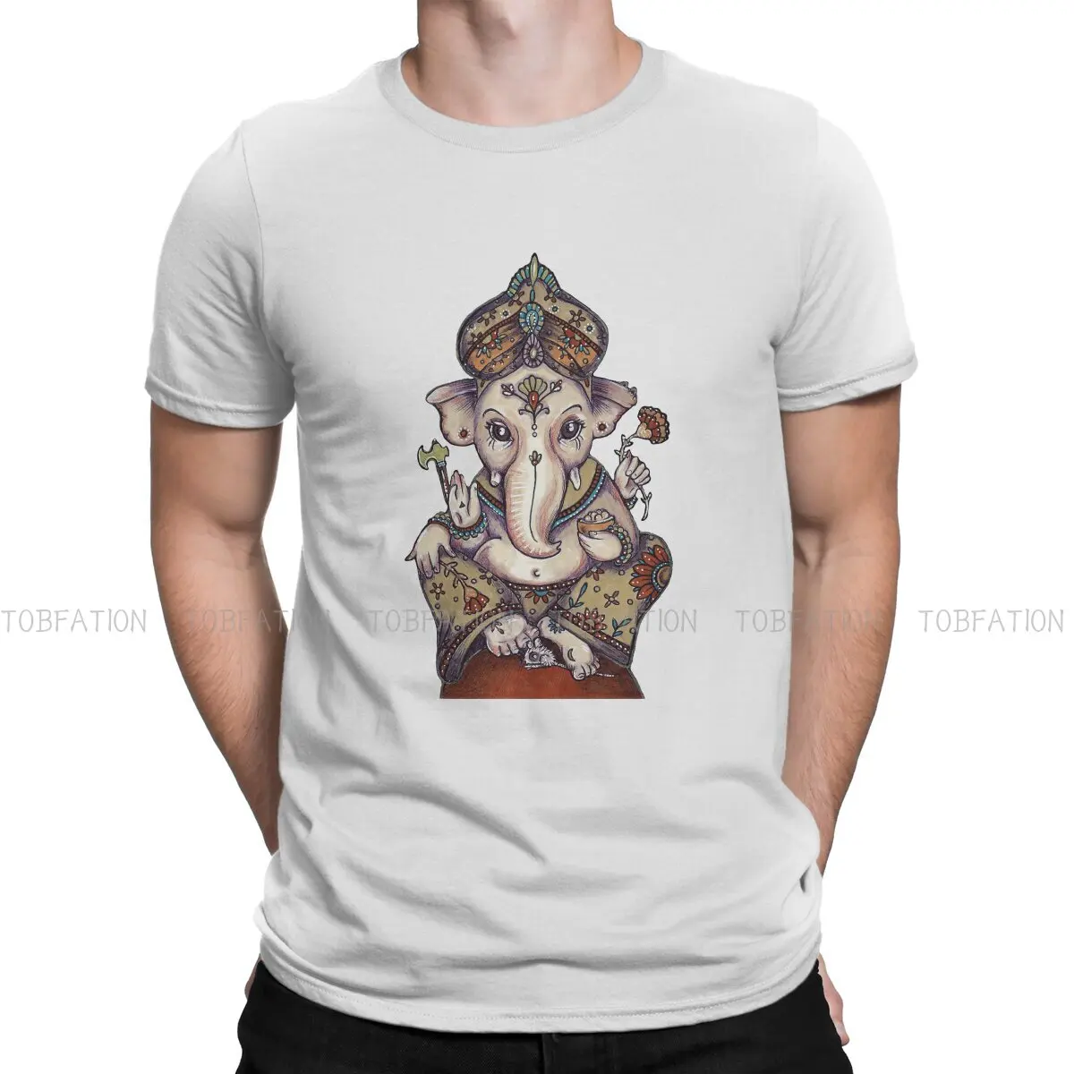 

Classic O Neck TShirt Ganesha Ganapati God Of Wisdom India Fabric Basic T Shirt Men Clothes New Design Big Sale