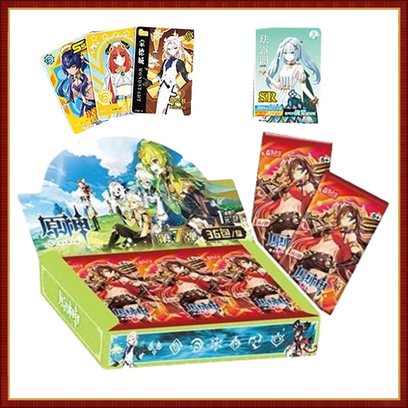 

KAYOU Anime Periphery Yikatang Yuanshin Sixth Bullet Deluxe Edition A Box of 30 Packs 180 Toy Gifts Cards Collection Gifts