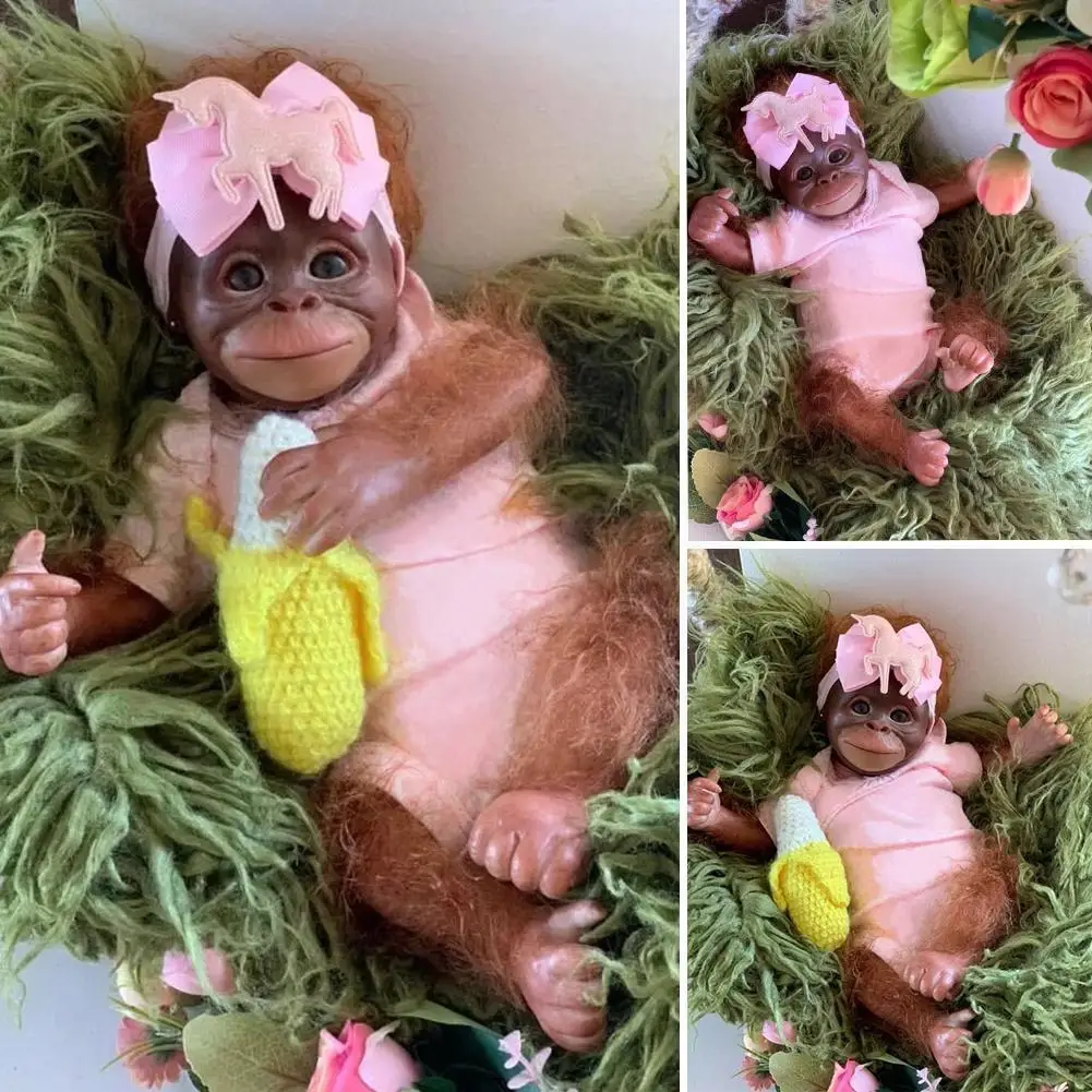 

18inches Reborn Monkey Baby Orangutans Lifelike Soft Cuddly Reborn Soft Body Collectible Art Gifts For Adults P7j5