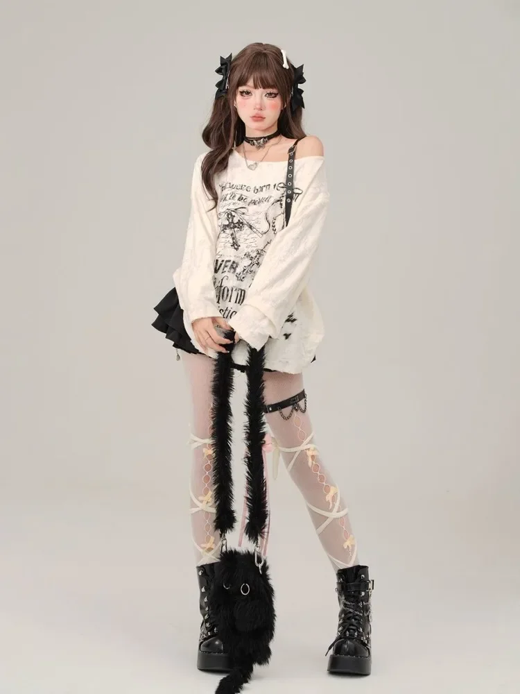 Y2k эмо женская уличная одежда с длинным рукавом гранж Acubi Fairycore футболки футболка