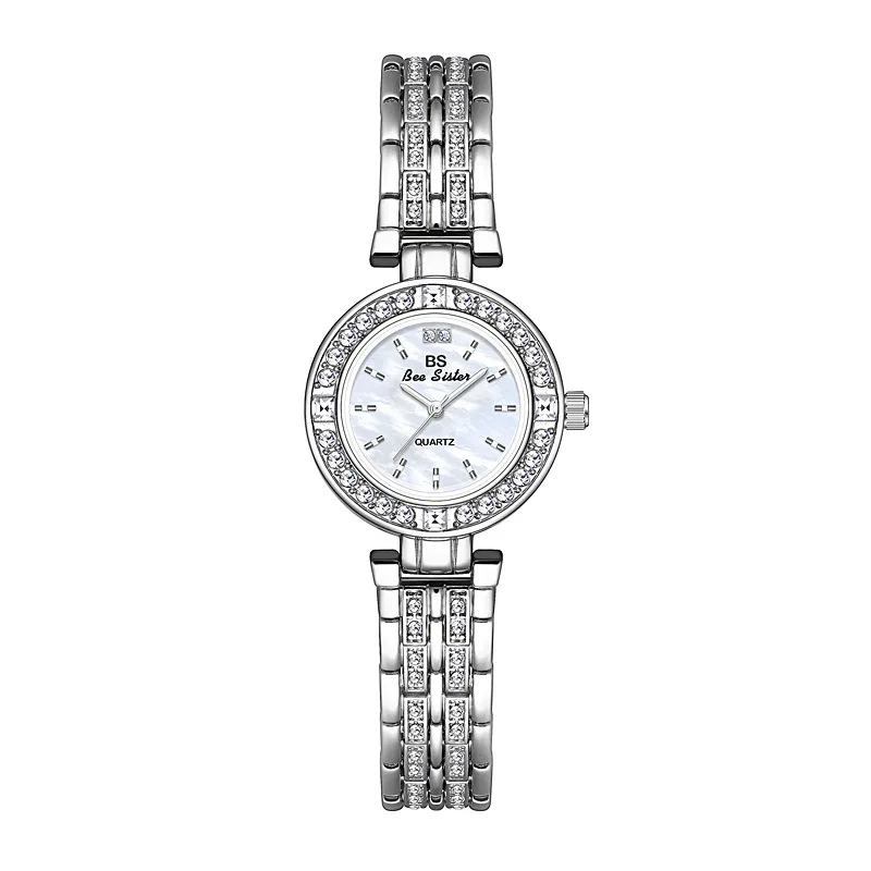 Женские кварцевые часы со стразами и циферблатом в японском стиле