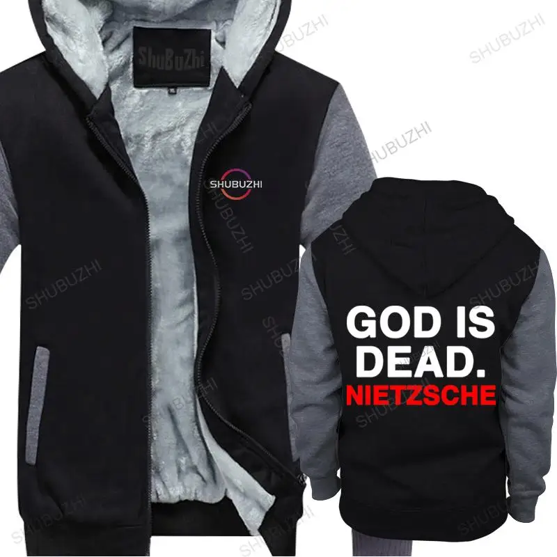 

Vintage fleece hoody for men God Is Dead Nietzsche cotton men thick hoodie fleece hooded zipper fitnes hoodies drop shipping