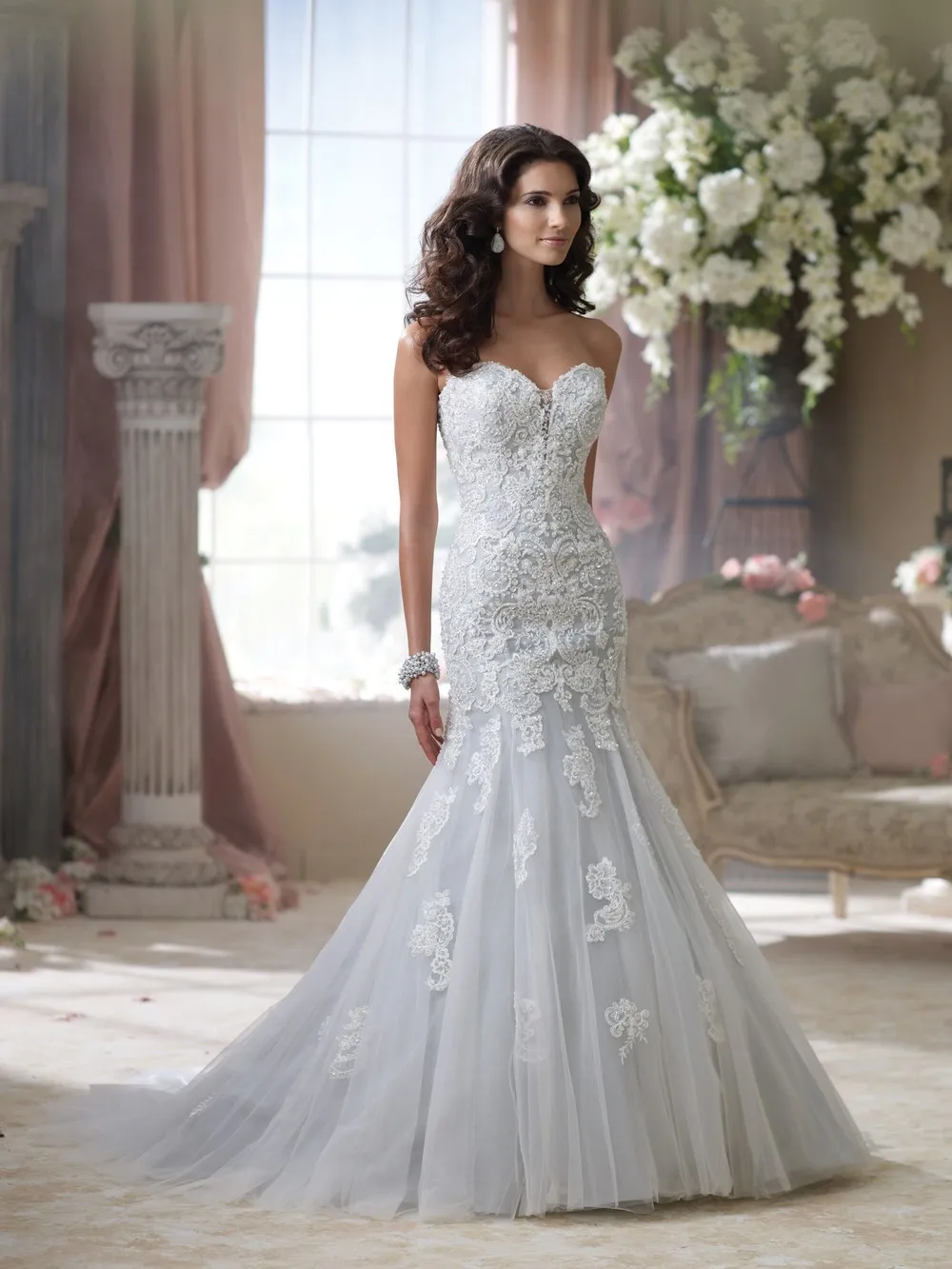 

Free Shipping New Arrival Sweetheart Beading Appliques on Tulle Lace Mermaid bridal gown 2018 mother of the bride dresses