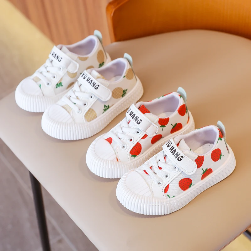 Children Canvas Shoes Rubber Sole Fruit Pattern Shallow Anti-slip 21-30 Toddler Boys Girls Flat Shoes Spring Kids Casual Shoe enlarge