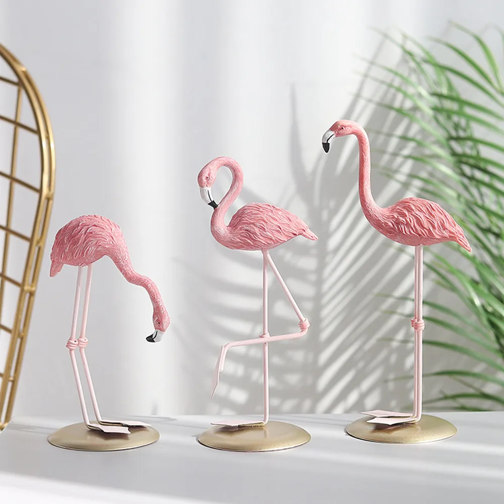 สีชมพู Flamingo เครื่องประดับ Ins Nordic สไตล์ Figurine Fairy Garden ห้องรับแขก Office งานแต่งงานเครื่องประดับตกแต่งบ้าน