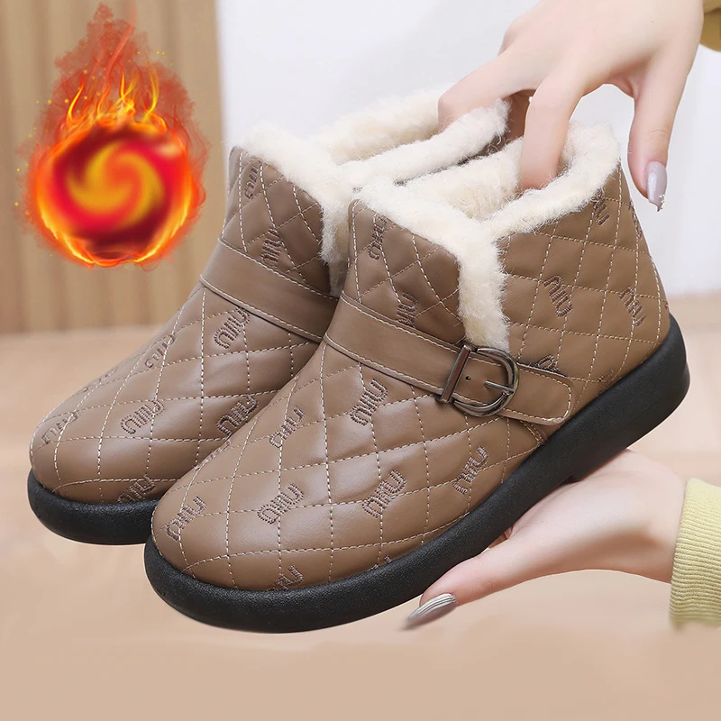 Женские снежные сапоги с застежкой легкая теплая плотная обувь повседневная