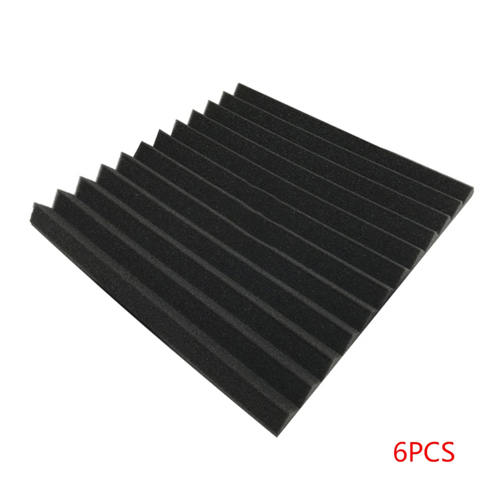 

6pcs Acoustic Wall Panels Sound Proofing Insulation Foam Pads Flame-retardant Studio Record Sponge Tiles