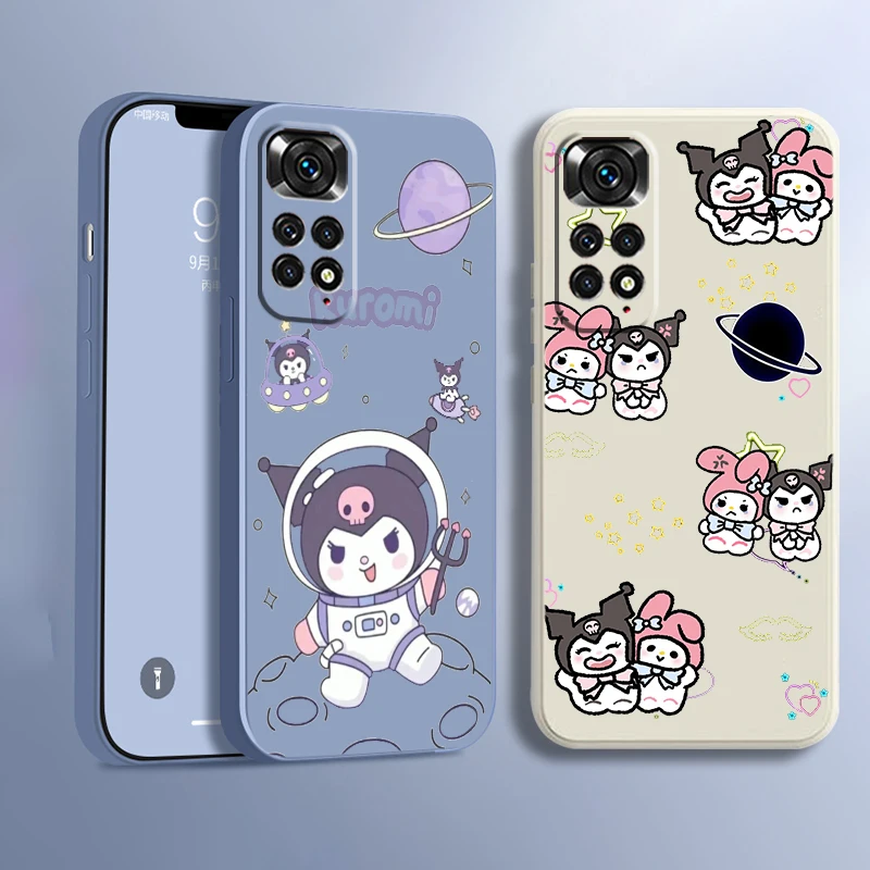 

Cute Kuromi Melody For Redmi Note 6 7PRO 8T 9S 10X 11E 12 Pro 2021 Pro Max Pro Plus Liquid Rope shockproof Phone Case