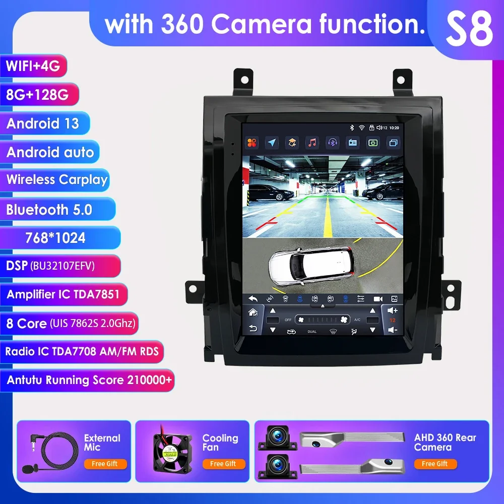 

9,7 "Android 13 автомагнитола для Cadillac Escalade SLS 2007-2012 2013 2014 DSP Carplay мультимедиа 4G 8 ядер авторадио GPS стерео