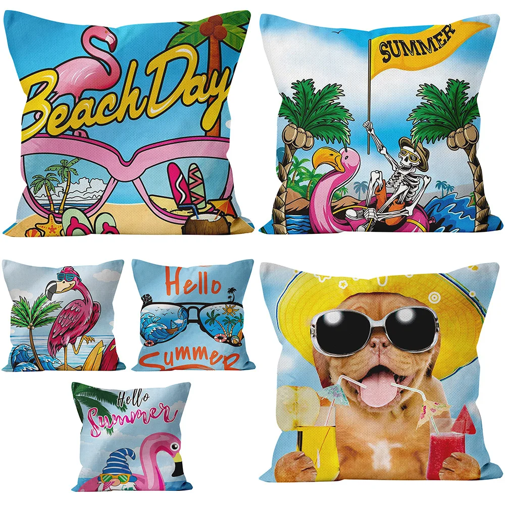 

Vacation Cat Pillow Case Tropical Beach Decorative Pillowcase for Bed Sofa Home Decor Pillow Cover for Pillow 45x45cm Bedroom