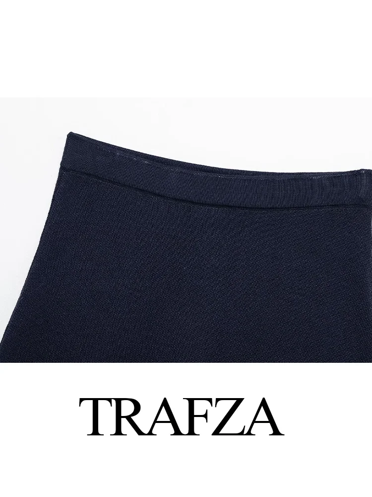 TRAFZA женский элегантный вязаный кардиган с длинными рукавами и круглым вырезом